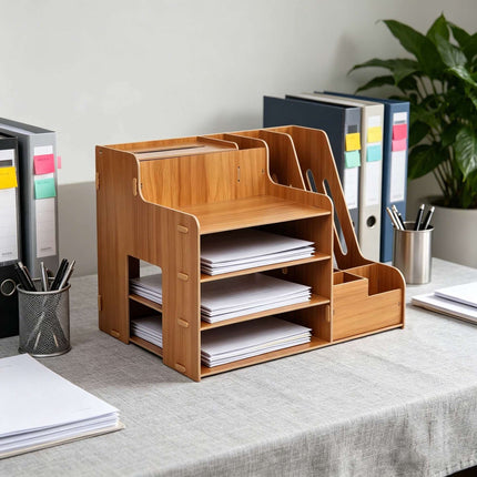 Document Organiser with File Holder – Dark Brown MDF
