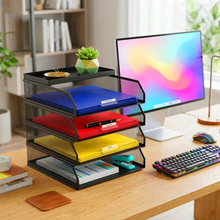 Document Organizer, Metal Mesh, 4 A4 Compartments