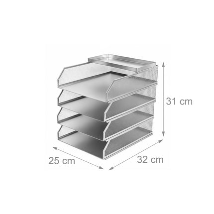 Document Organizer, Metal Mesh, 4-Tier A4 Trays