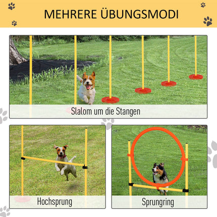 Dog Agility fence set, 3-in-1 training, portable, yellow