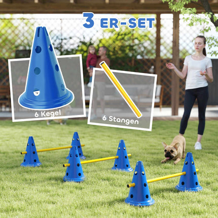 Dog Agility Set – 3-Piece Training Kit with 6 Cones, 3 Hurdles