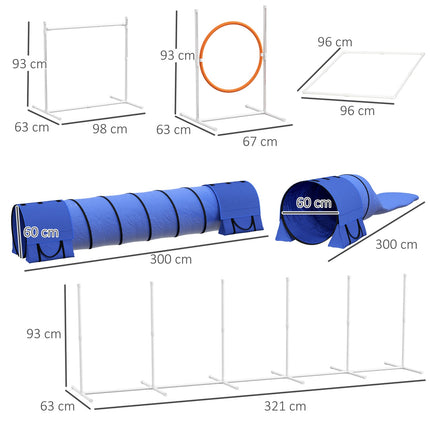Dog Agility Set with adjustable obstacles and tunnel