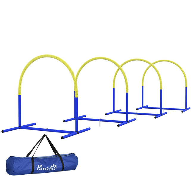 Dog Agility Set with carrying case, 4 bows, yellow