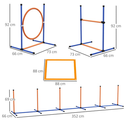 Dog Agility Set - Adjustable hurdle & jumping ring, 4-piece