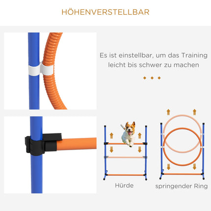 Dog Agility Set - Adjustable hurdle & jumping ring, 4-piece