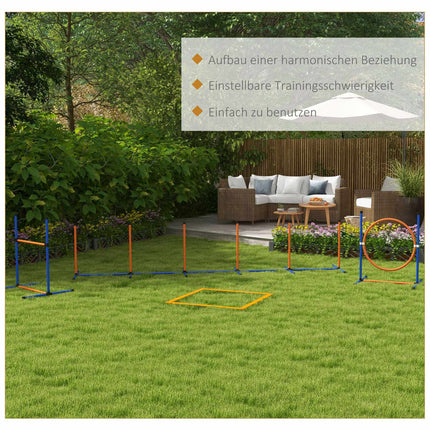 Dog Agility Set - Adjustable hurdle & jumping ring, 4-piece