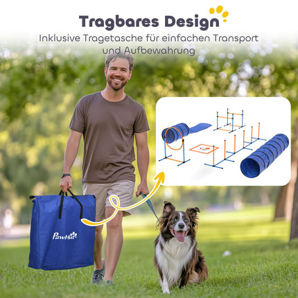 Dog Agility Set with Adjustable Jumps and Tunnel