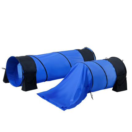 Dog Agility Training Set, 7-Piece With Tunnels and Weave Poles