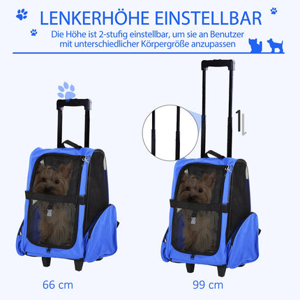 Dog carrier 2-in-1, breathable Oxford fabric, blue