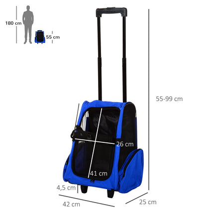 Dog carrier 2-in-1, breathable Oxford fabric, blue