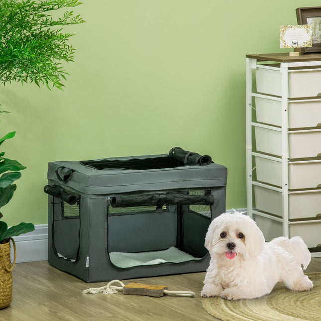 Pet carrier, gray Oxford, mesh window, for pets up to 4 kg