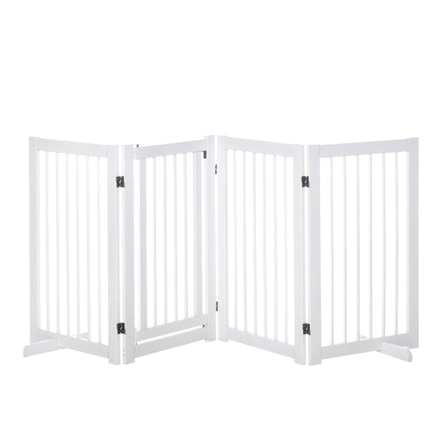 Freestanding wooden dog gate with door, 91 cm - White