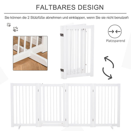 Freestanding wooden dog gate with door, 91 cm - White