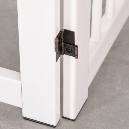Freestanding wooden dog gate with door, 91 cm - White