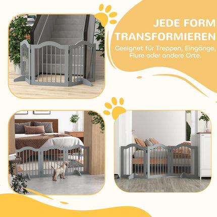 Folding dog barrier gate, 3-part, light grey, 154.5 x 61 cm