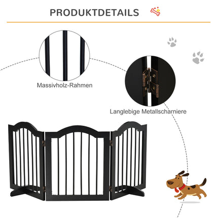 Dog Barrier Gate - Foldable & Stable, MDF, Black 154.5X61Cm