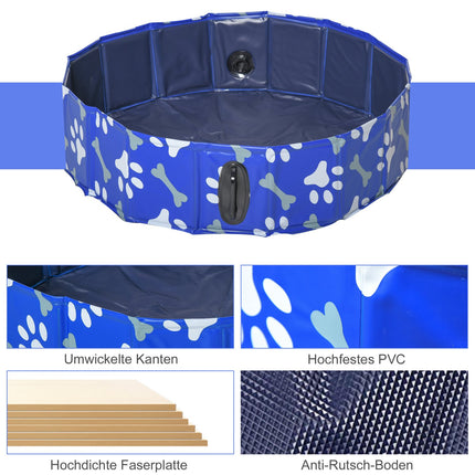 Collapsible dog pool tub for pets, 80 cm diameter