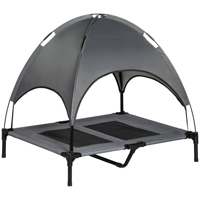 Dog bed with ventilating canopy, Grey, 92x76x90 Cm