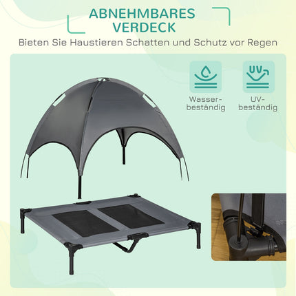 Dog bed with ventilating canopy, Grey, 92x76x90 Cm
