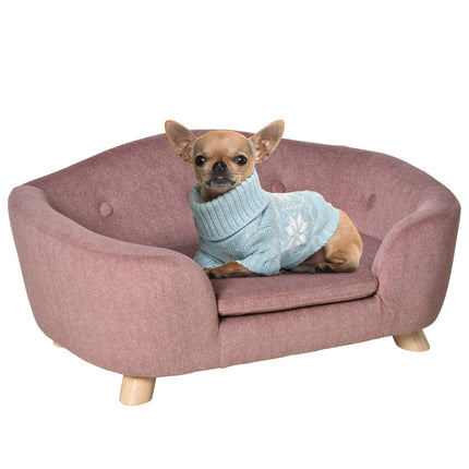 Dog sofa, plush foam, pink wood, 70 x 47 cm
