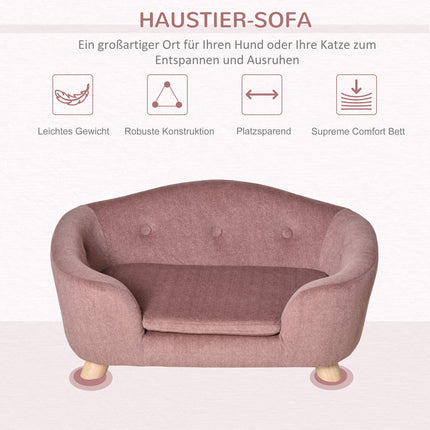 Dog sofa, plush foam, pink wood, 70 x 47 cm
