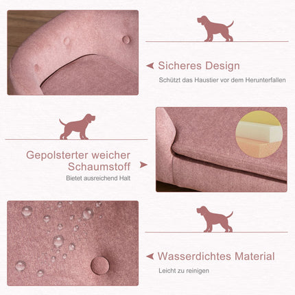 Dog sofa, plush foam, pink wood, 70 x 47 cm