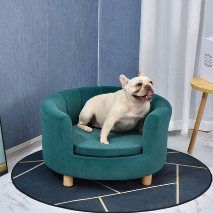 Elegant dog bed sofa with soft cover and wooden legs