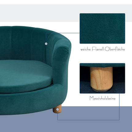 Elegant dog bed sofa with soft cover and wooden legs