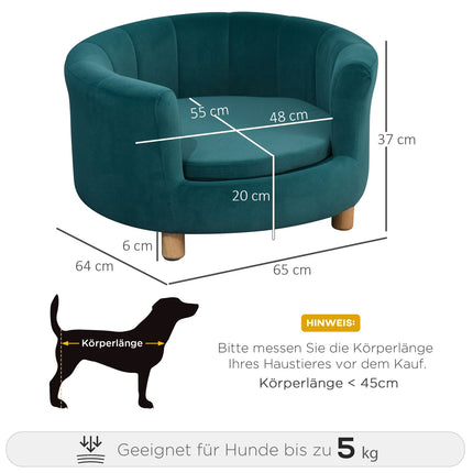 Elegant dog bed sofa with soft cover and wooden legs