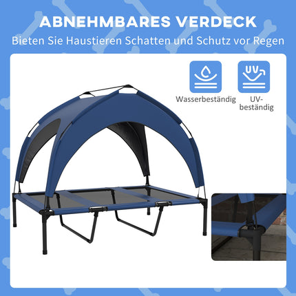Raised outdoor dog bed with canopy, breathable, large