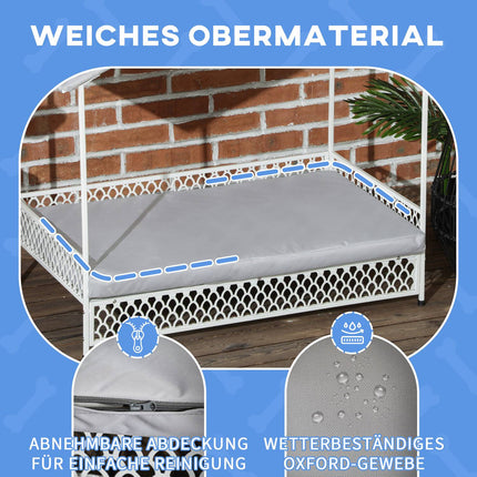 Elevated dog bed with canopy, Grey, 88X50X78 Cm