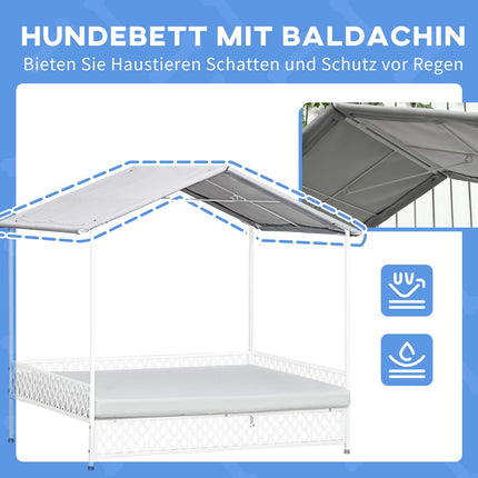 Elevated dog bed with canopy, Grey, 88X50X78 Cm