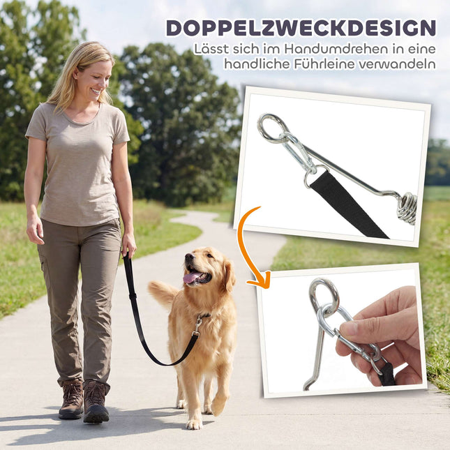 Dog Bike Leash with Shock Absorbers, Adjustable, Silver/Black