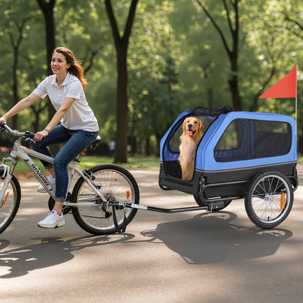 Dog Bike Trailer 40 kg Capacity, Foldable Quick-Release Wheels