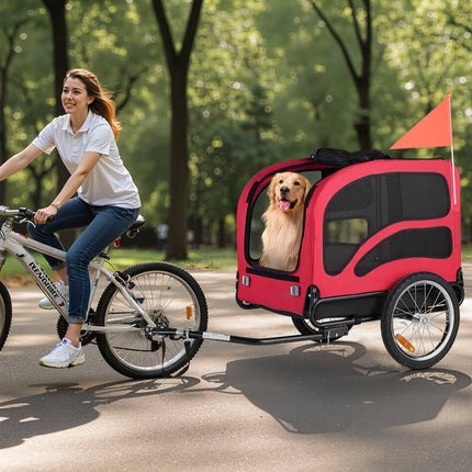 Dog Bike Trailer 45 kg Capacity, Foldable, Quick-Release Wheels