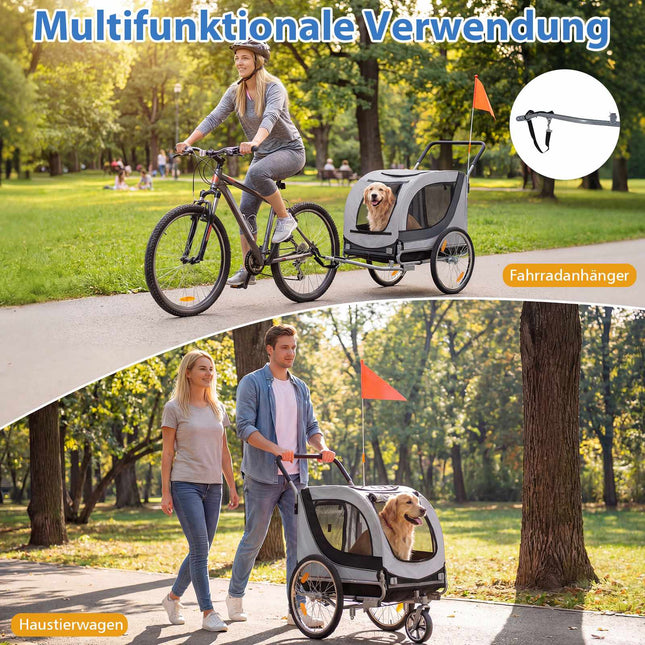 Dog Bike Trailer & Buggy, 80kg Capacity, Mesh Windows