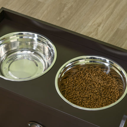 Elevated dog feeding station, 2 x 2L bowls in stainless steel