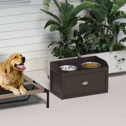 Elevated dog feeding station, 2 x 2L bowls in stainless steel