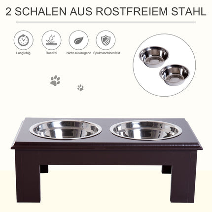 Raised animal bowl set, stainless steel, easy to care for, 44x24x15 cm