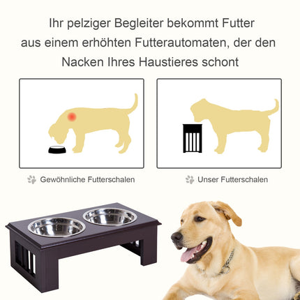 Raised animal bowl set, stainless steel, easy to care for, 44x24x15 cm