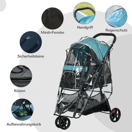 2-in-1 Pet Stroller - Collapsible Dog and Cat Stroller, Dark Green