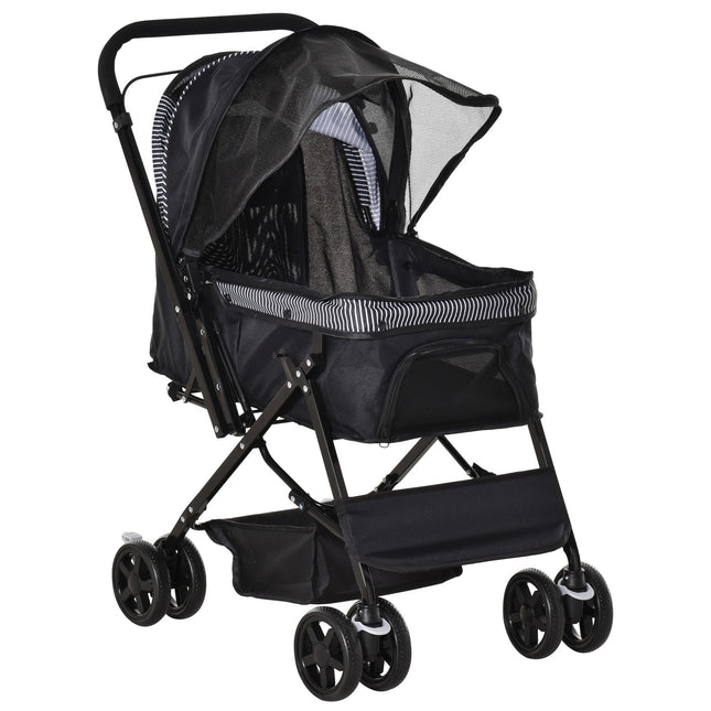 Pet stroller for small dogs and cats, Oxford Black