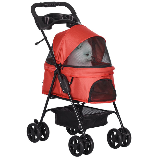 Hondenbuggy Opvouwbaar Oxford Rood 67X45X96Cm Kleine Honden & Katten