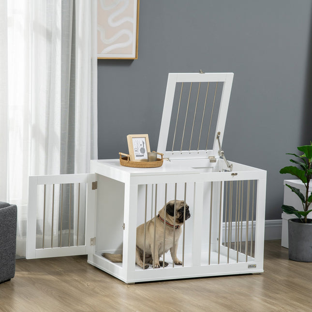 Medium Dog box - Double door, 80x50x56.5 cm, White