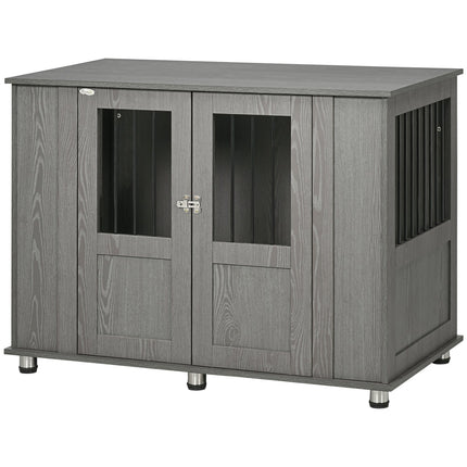 Extra large indoor dog kennel with lock - Grey, 116 x 60 x 87 cm