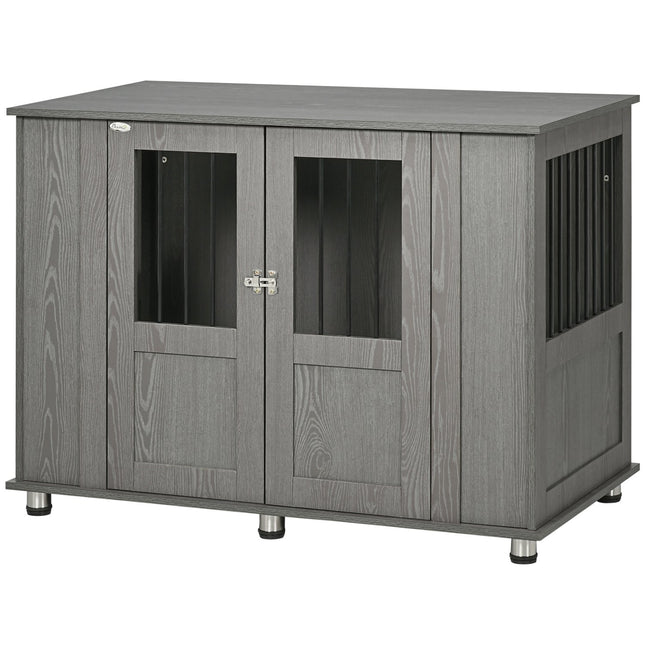 Extra large indoor dog kennel with lock - Grey, 116 x 60 x 87 cm