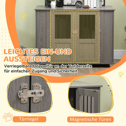 Extra large indoor dog kennel with lock - Grey, 116 x 60 x 87 cm
