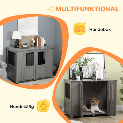 Extra large indoor dog kennel with lock - Grey, 116 x 60 x 87 cm