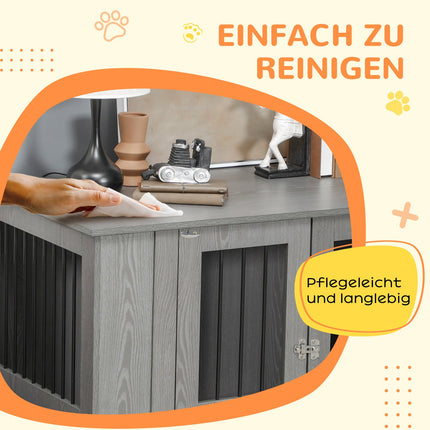 Extra large indoor dog kennel with lock - Grey, 116 x 60 x 87 cm