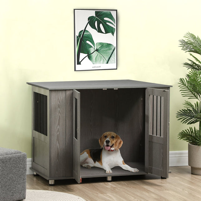 Extra large indoor dog kennel with lock - Grey, 116 x 60 x 87 cm